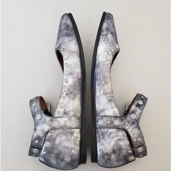 Free People Mystic Mary Jane Flats - Size 8.5 - Silver Distress - NWOT - Picture 4 of 9